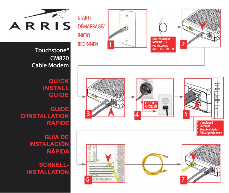 Page n°1 - Guide de démarrage rapide Arris Touchstone CM820