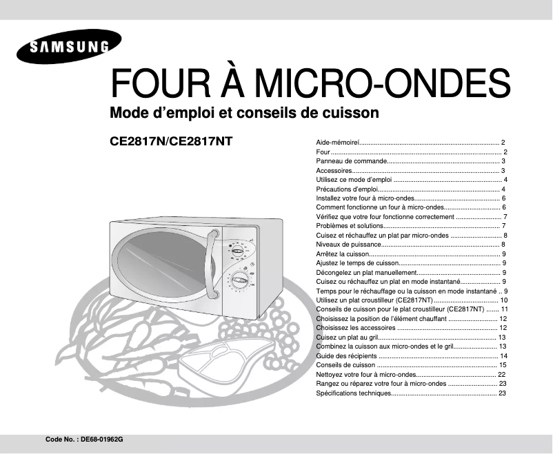 Page 1 de la notice Manuel utilisateur Samsung CE2817N
