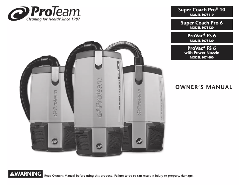 Página 1 del manual Manual de usuario ProTeam Super Coach Pro 10 107744