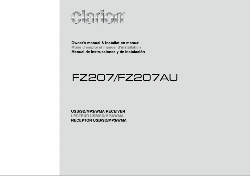 Page n°1 - Manuel utilisateur Clarion FZ207