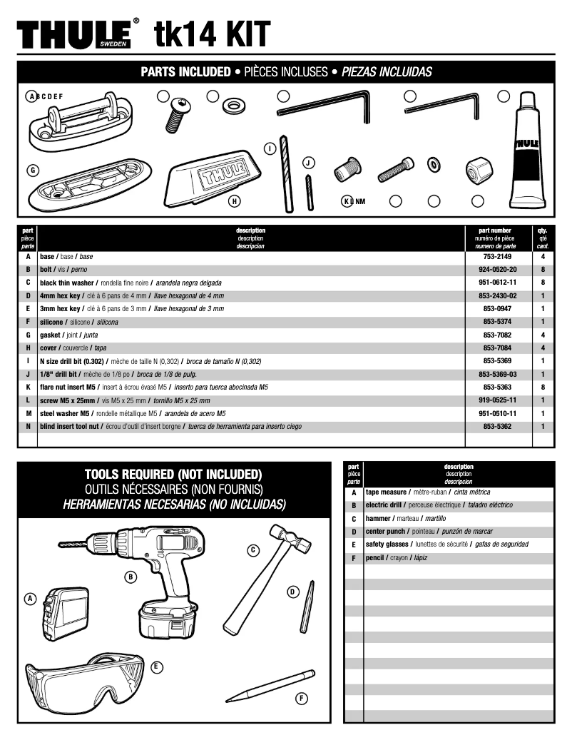 Page 1 de la notice Manuel utilisateur Thule Direct Mount TK14