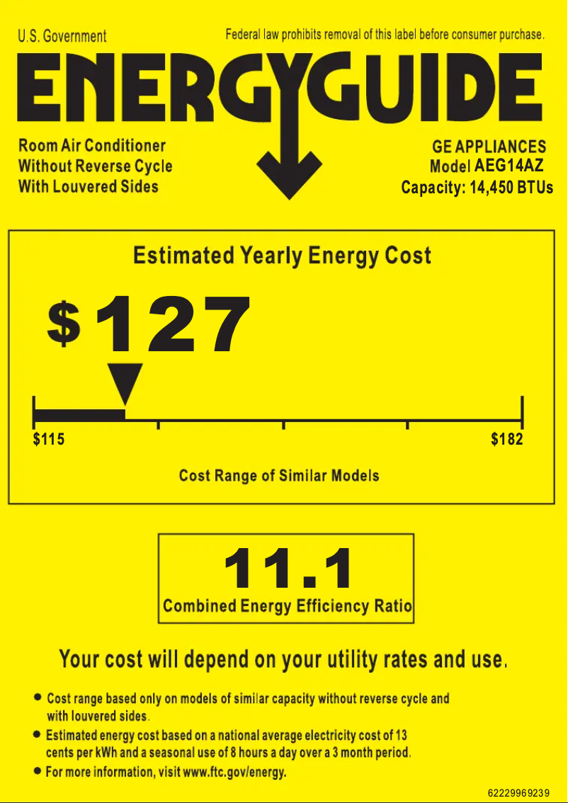 Page n°1 - Label énergétique GE AEG14AZ