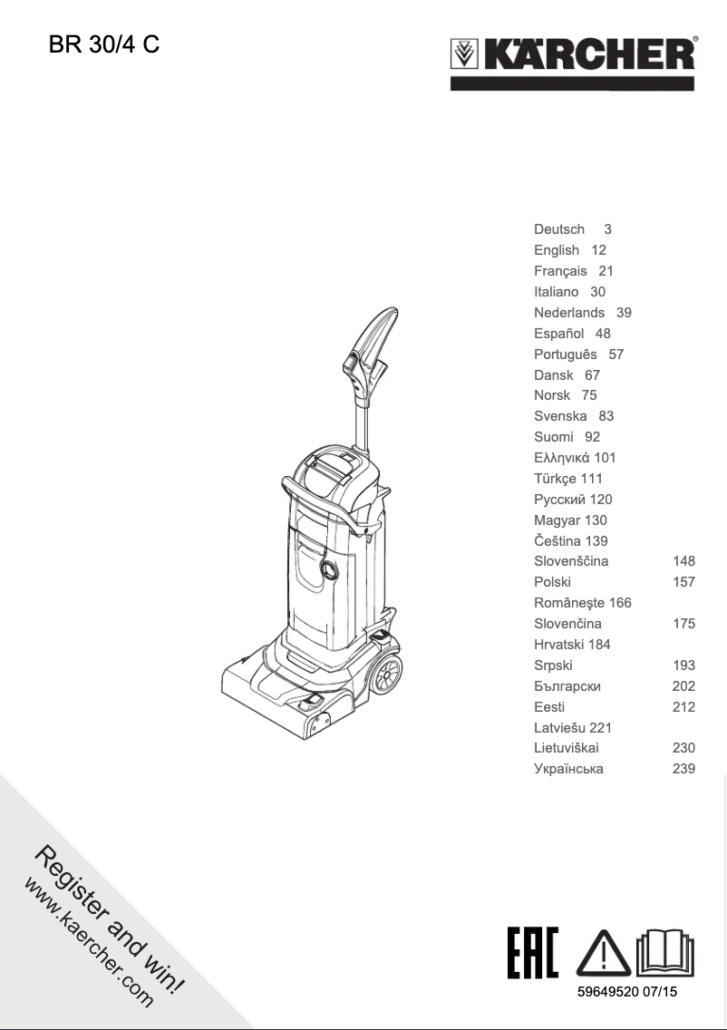 Page 1 de la notice Manuel utilisateur Kärcher BR 30/4 C