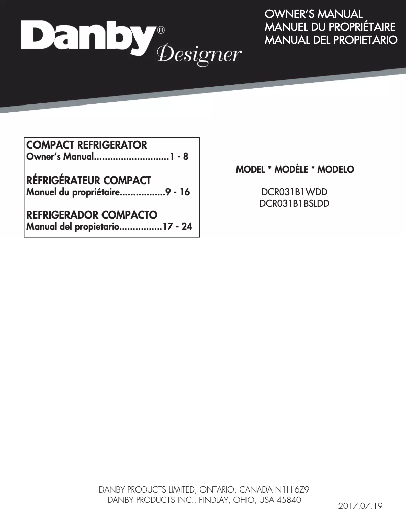 Página 1 del manual Manual de usuario Danby DCR031B1WDD