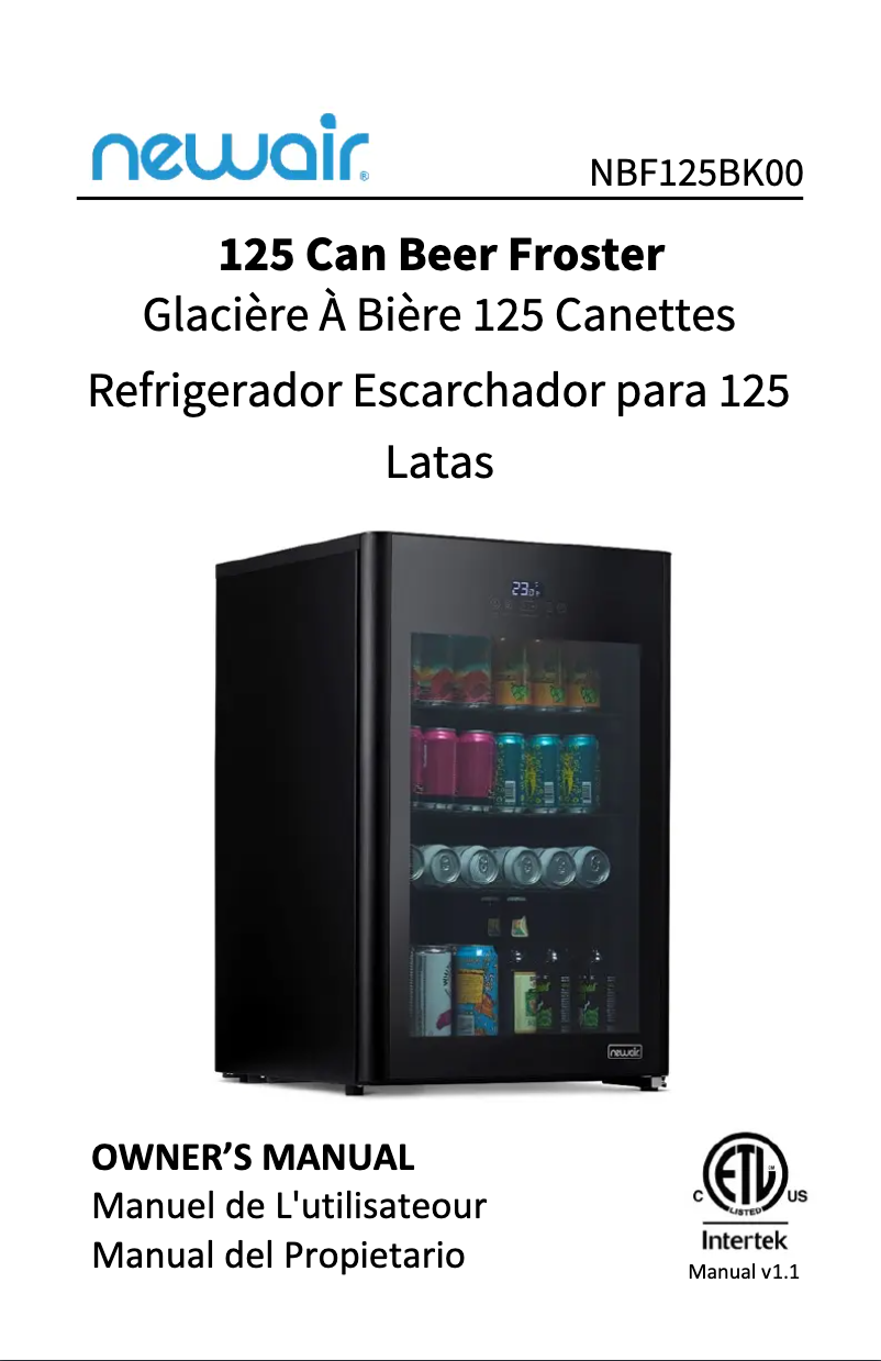 Page 1 de la notice Manuel utilisateur NewAir NBF125BK00