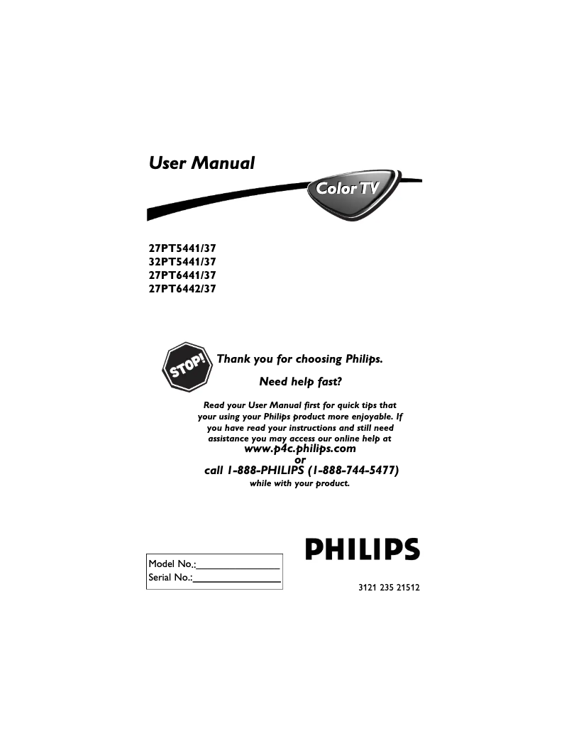 Page 1 de la notice Manuel utilisateur Philips 27PT5441