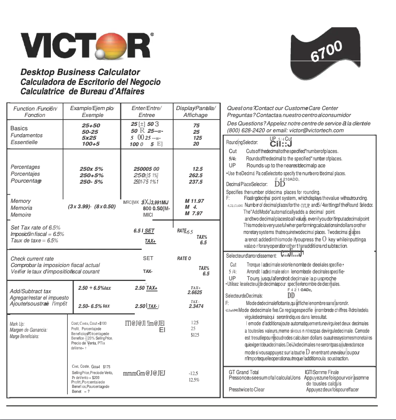 Page n°1 - Manuel utilisateur Victor 6700