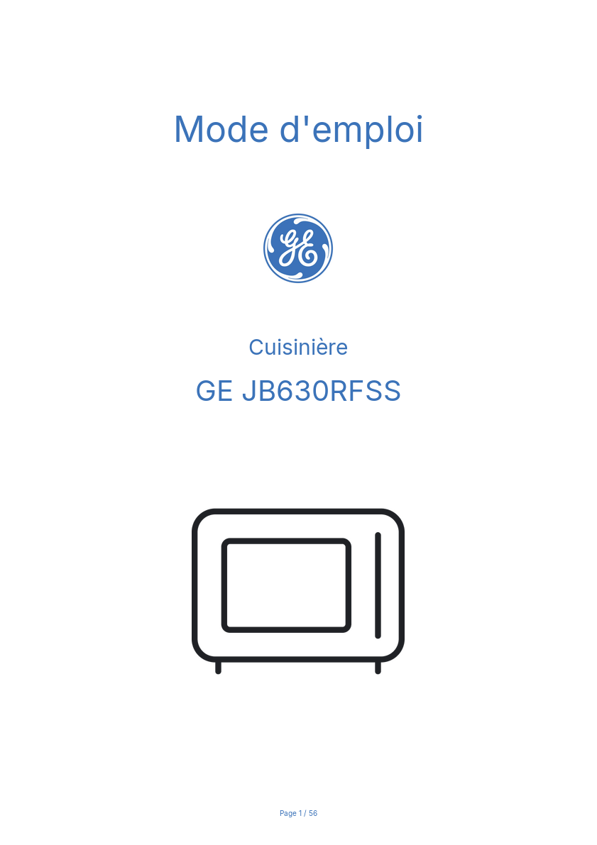 Image de la première page du manuel de l'appareil JB630RFSS