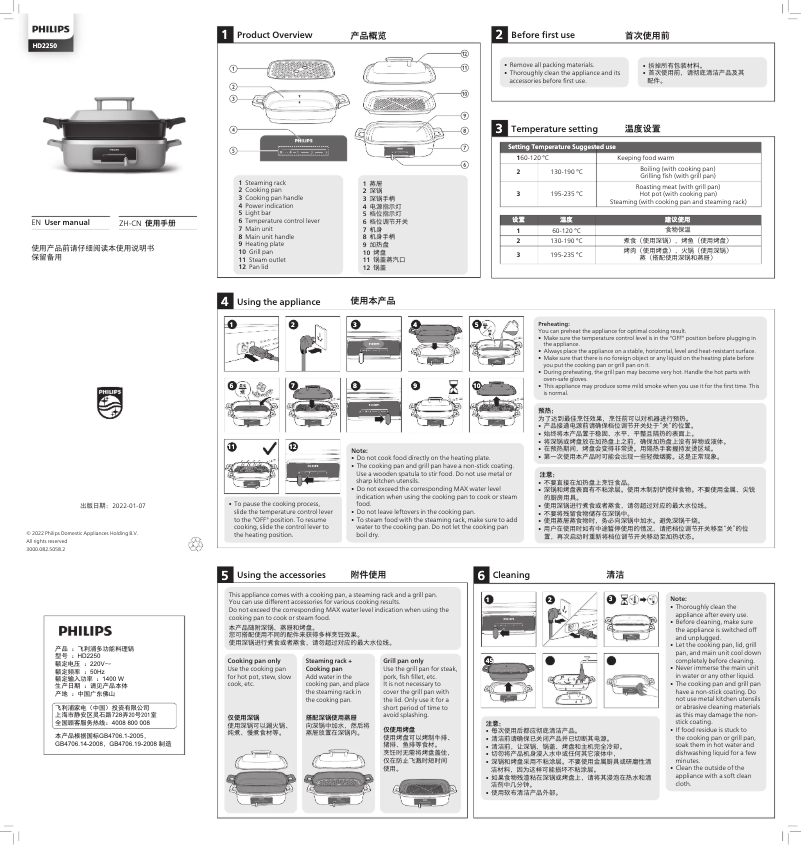 Page 1 de la notice Manuel utilisateur Philips HD2250