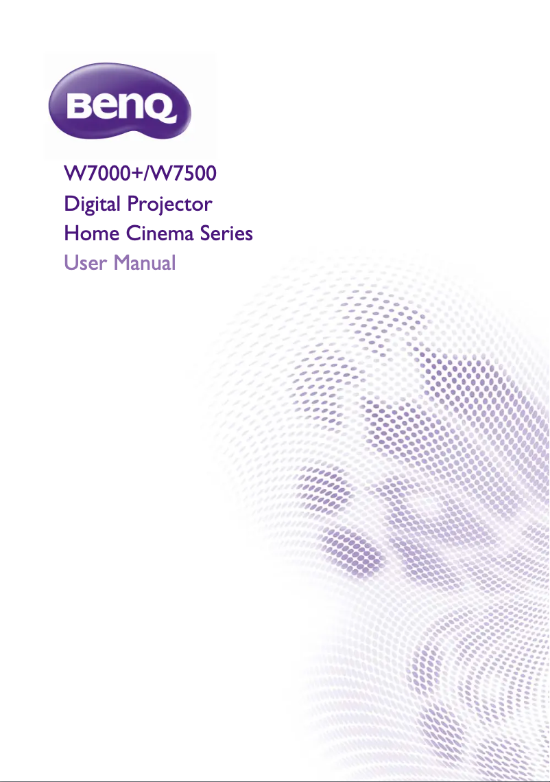 Page n°1 - Manuel utilisateur BenQ W7500