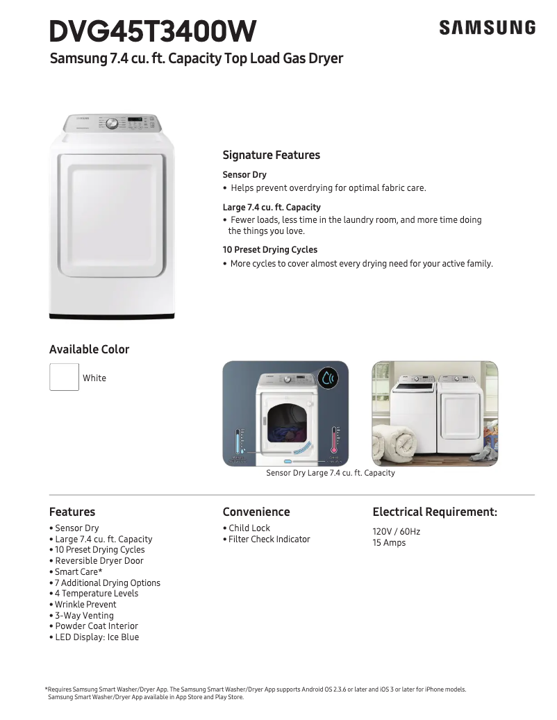 Page n°1 - Fiche technique Samsung DVG45T3400W