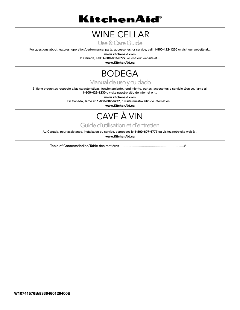 Page 1 de la notice Manuel utilisateur KitchenAid KUWL304ESS