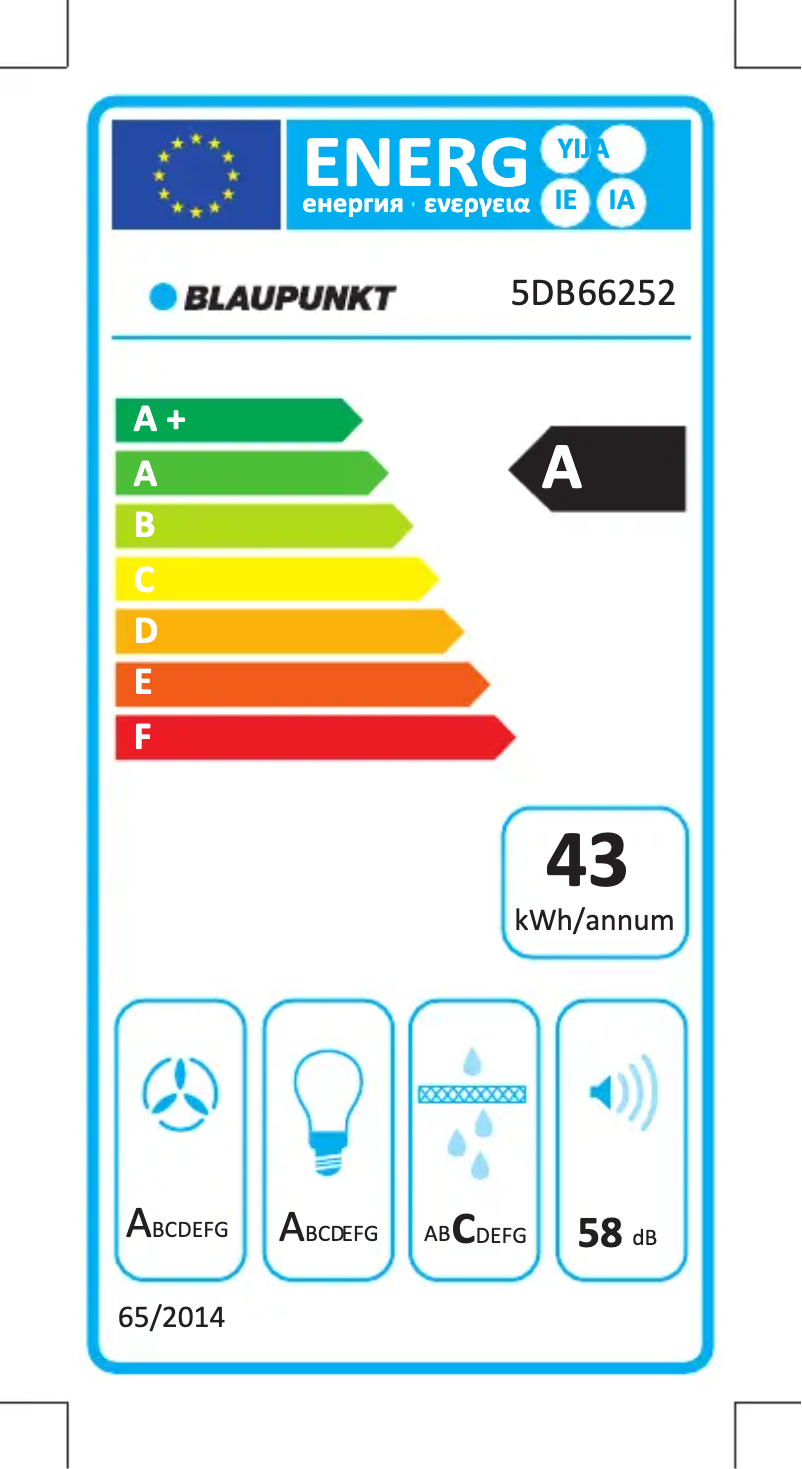 Page n°1 - Label énergétique Blaupunkt 5DB66252