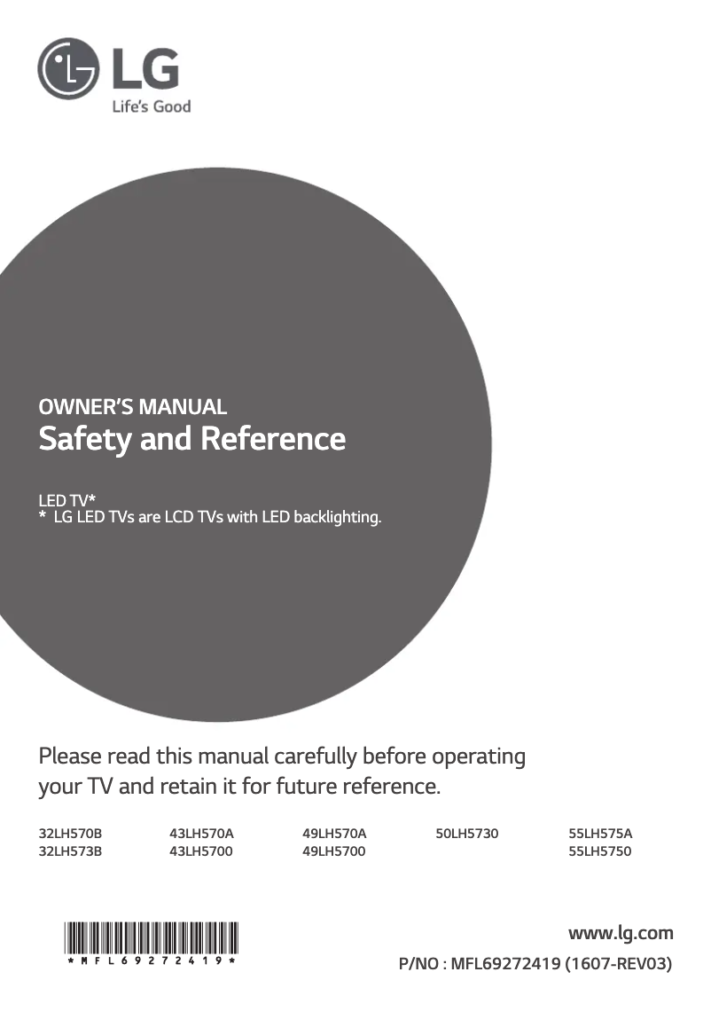 Image de la première page du manuel de l'appareil 50LH5730