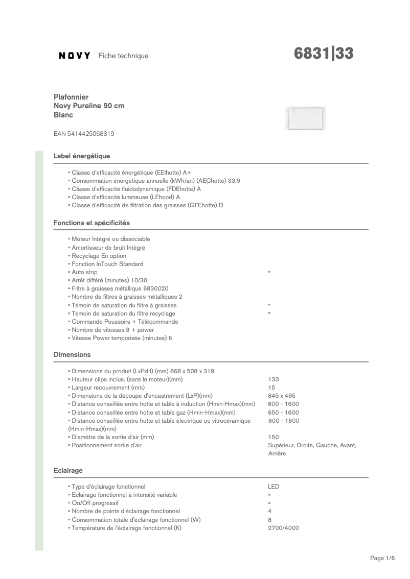 Image de la première page du manuel de l'appareil Pureline 6831