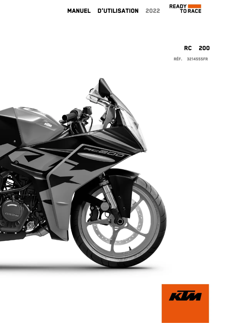 Page 1 de la notice Manuel utilisateur KTM RC 200 (2022)