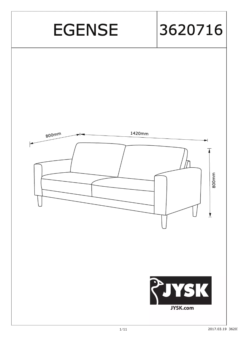 Página 1 del manual Manual de usuario JYSK Egense (142x80x80)