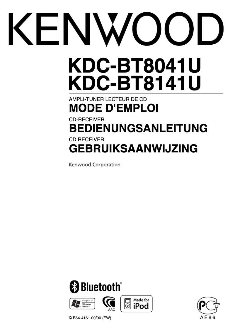 Page n°1 - Manuel utilisateur Kenwood KDC-BT8141U