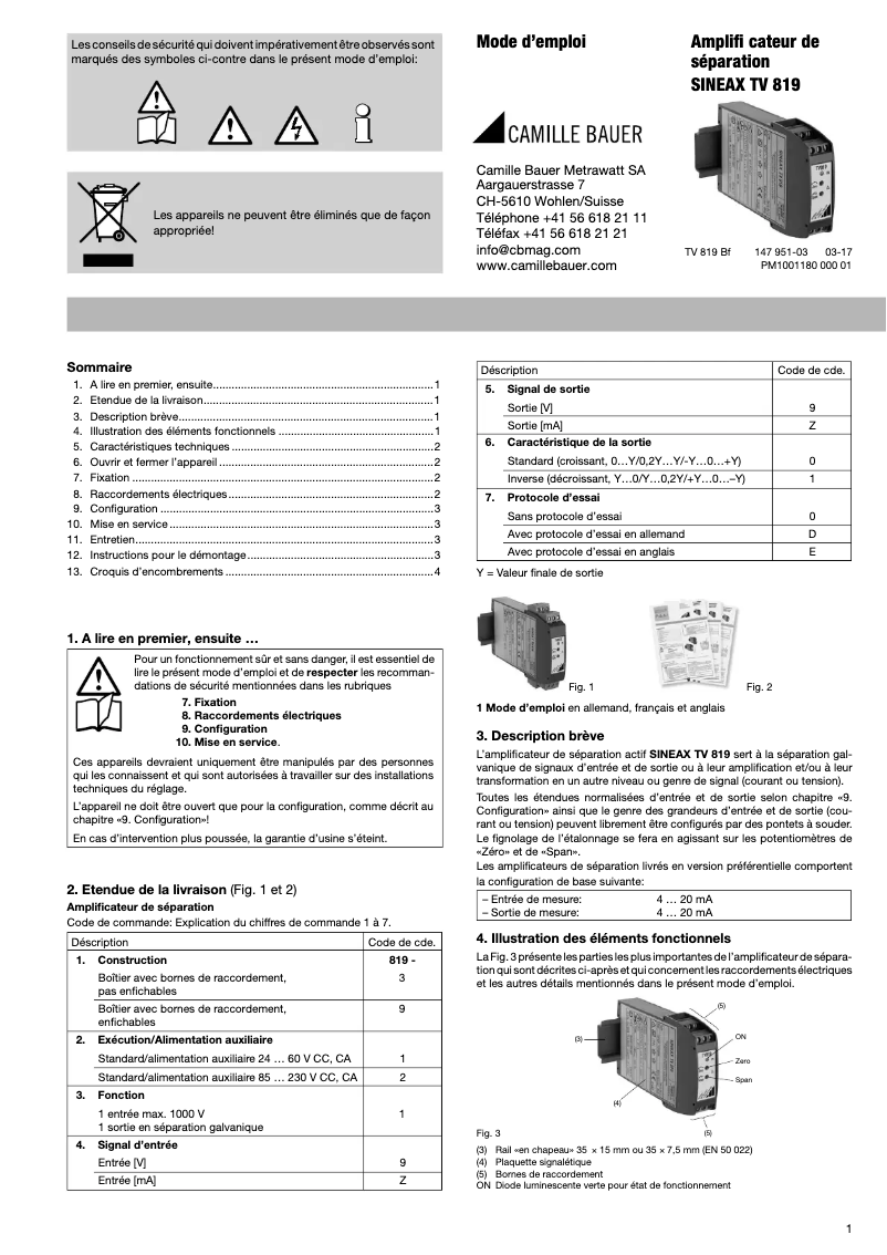 Imagen de la primera página del manual del dispositivo Sineax TV819