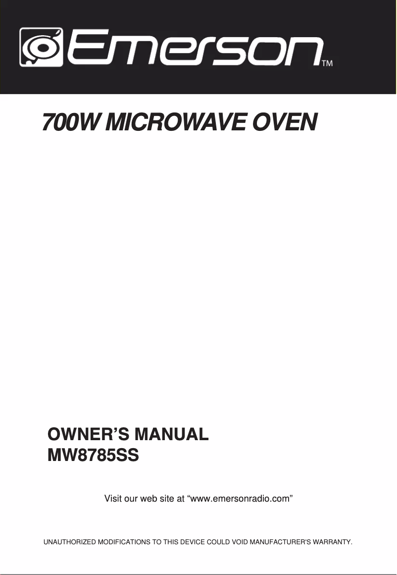 Image de la première page du manuel de l'appareil MW8785SS