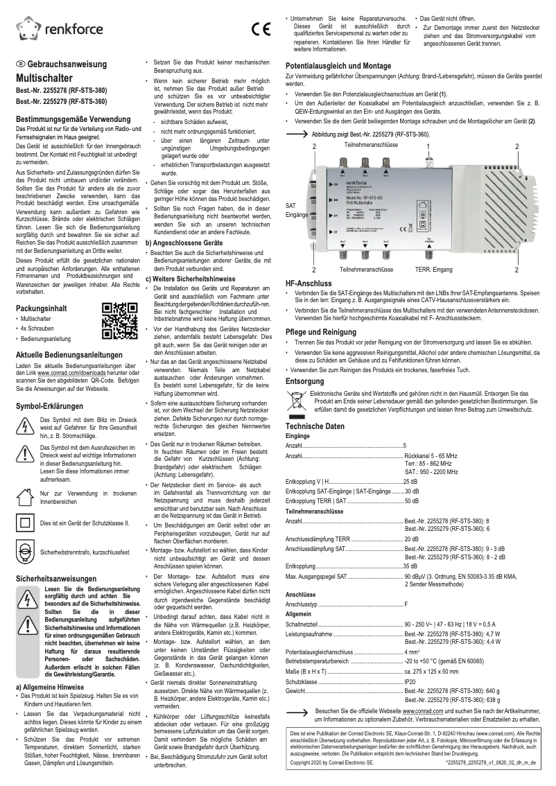 Imagen de la primera página del manual del dispositivo RF-STS-380