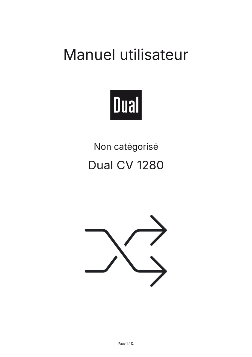 Page n°1 - Manuel utilisateur Dual CV 1280