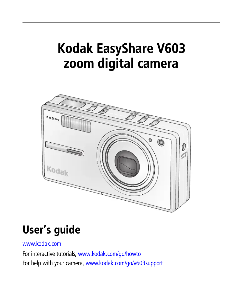 Page 1 de la notice Manuel utilisateur Kodak EasyShare V603 Zoom