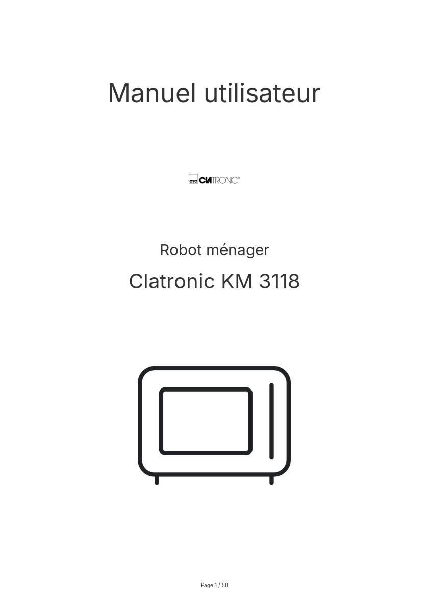 Page n°1 - Manuel utilisateur Clatronic KM 3118