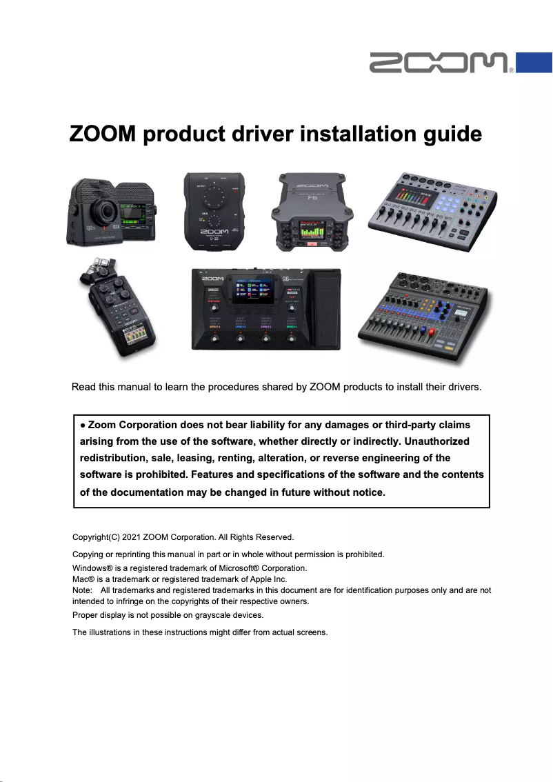 Page 1 de la notice Guide d'installation Zoom G5n