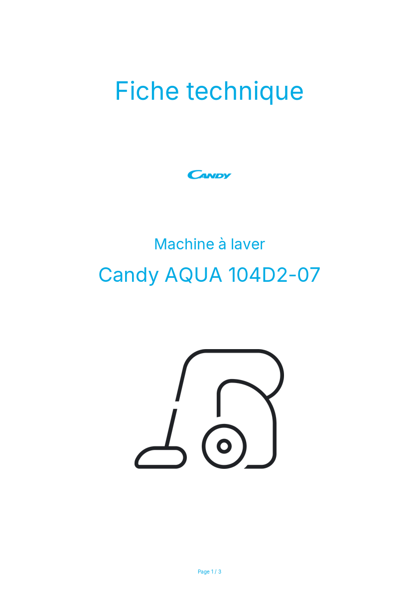 Image de la première page du manuel de l'appareil AQUA 104D2-07