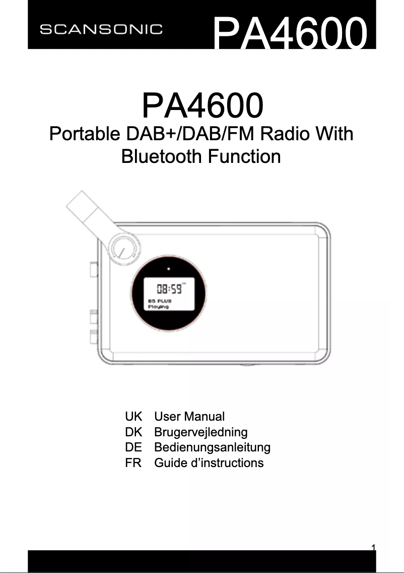 First page image of the manual for PA4600-W
