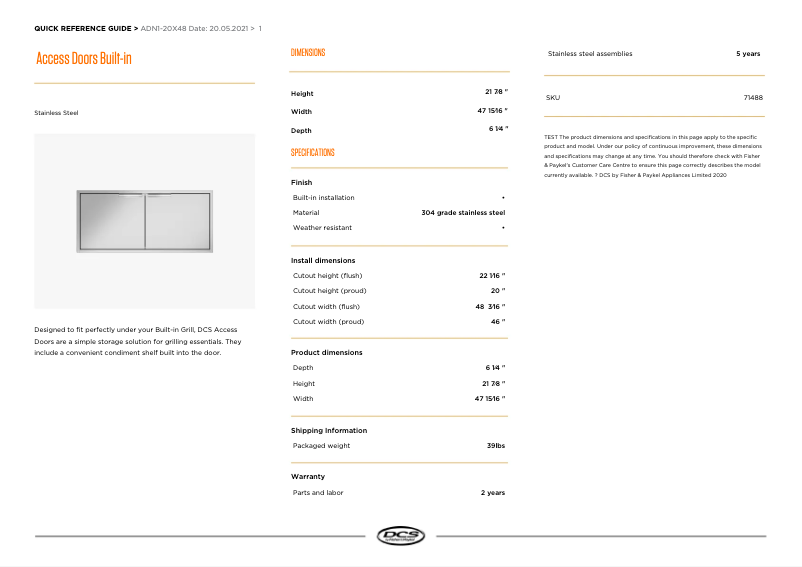 Image de la première page du manuel de l'appareil ADN1-20X48