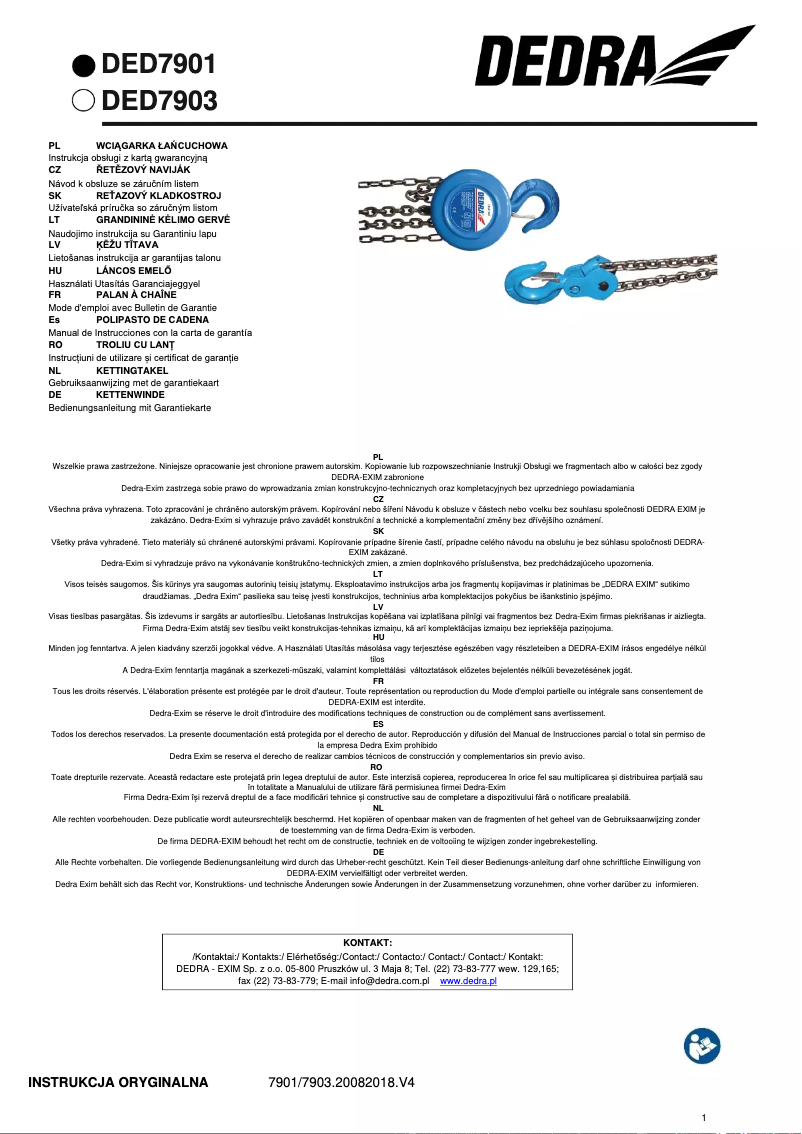 Image de la première page du manuel de l'appareil DED7903