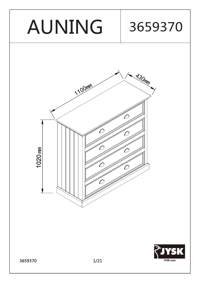 Page 1 de la notice Manuel utilisateur JYSK Auning (110x102x43)