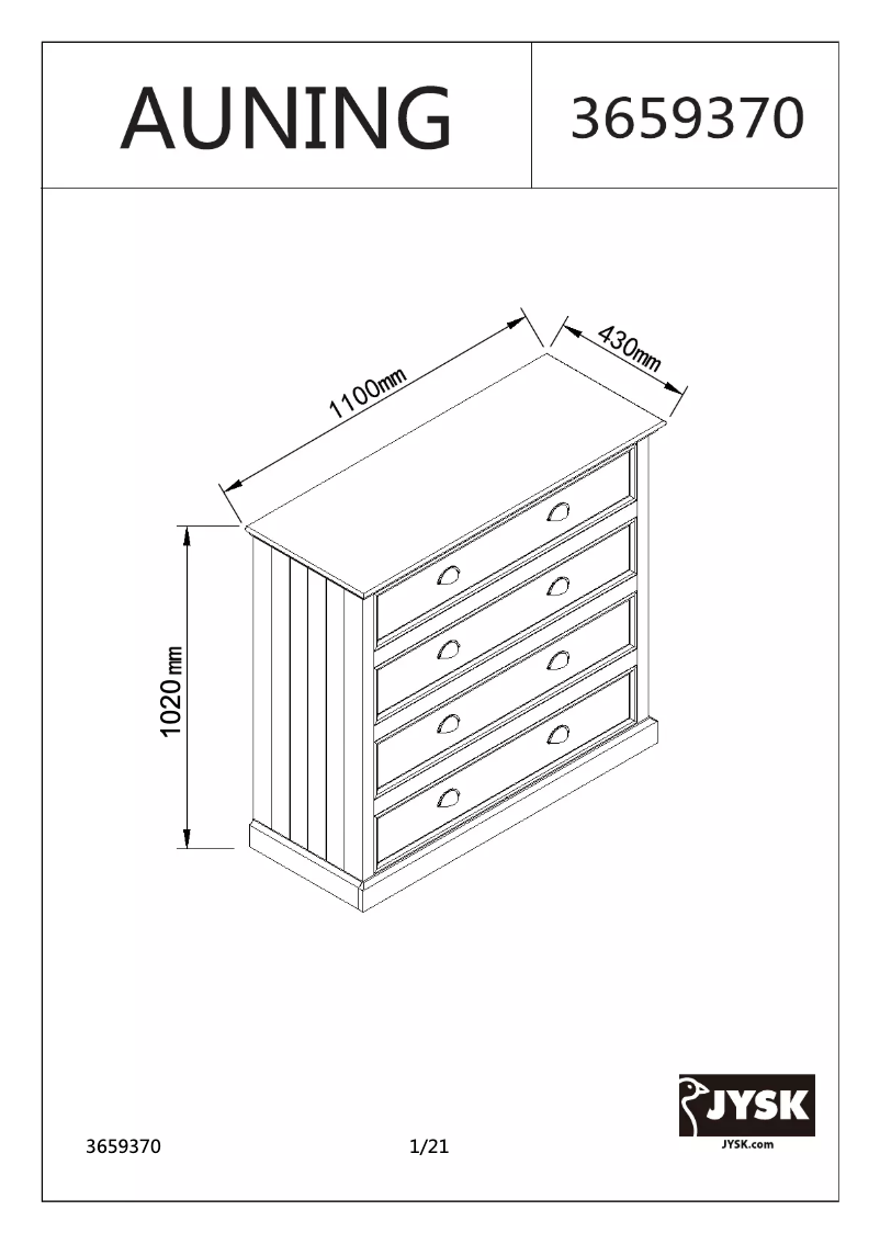 Page n°1 - Manuel utilisateur JYSK Auning (110x102x43)