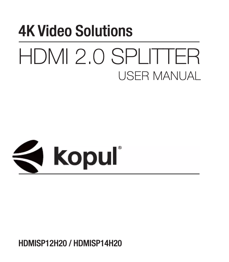 Page n°1 - Manuel utilisateur Kopul HDMISP12H20