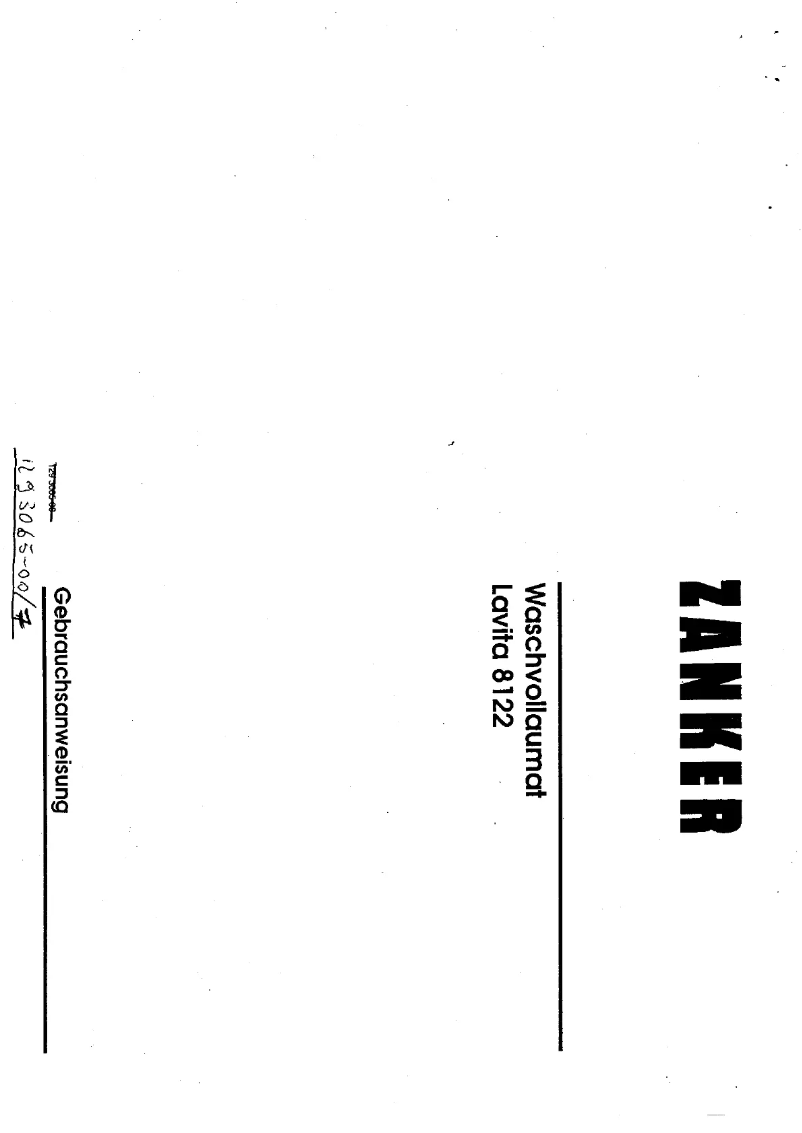 Page n°1 - Manuel utilisateur Zanker Lavita 8122
