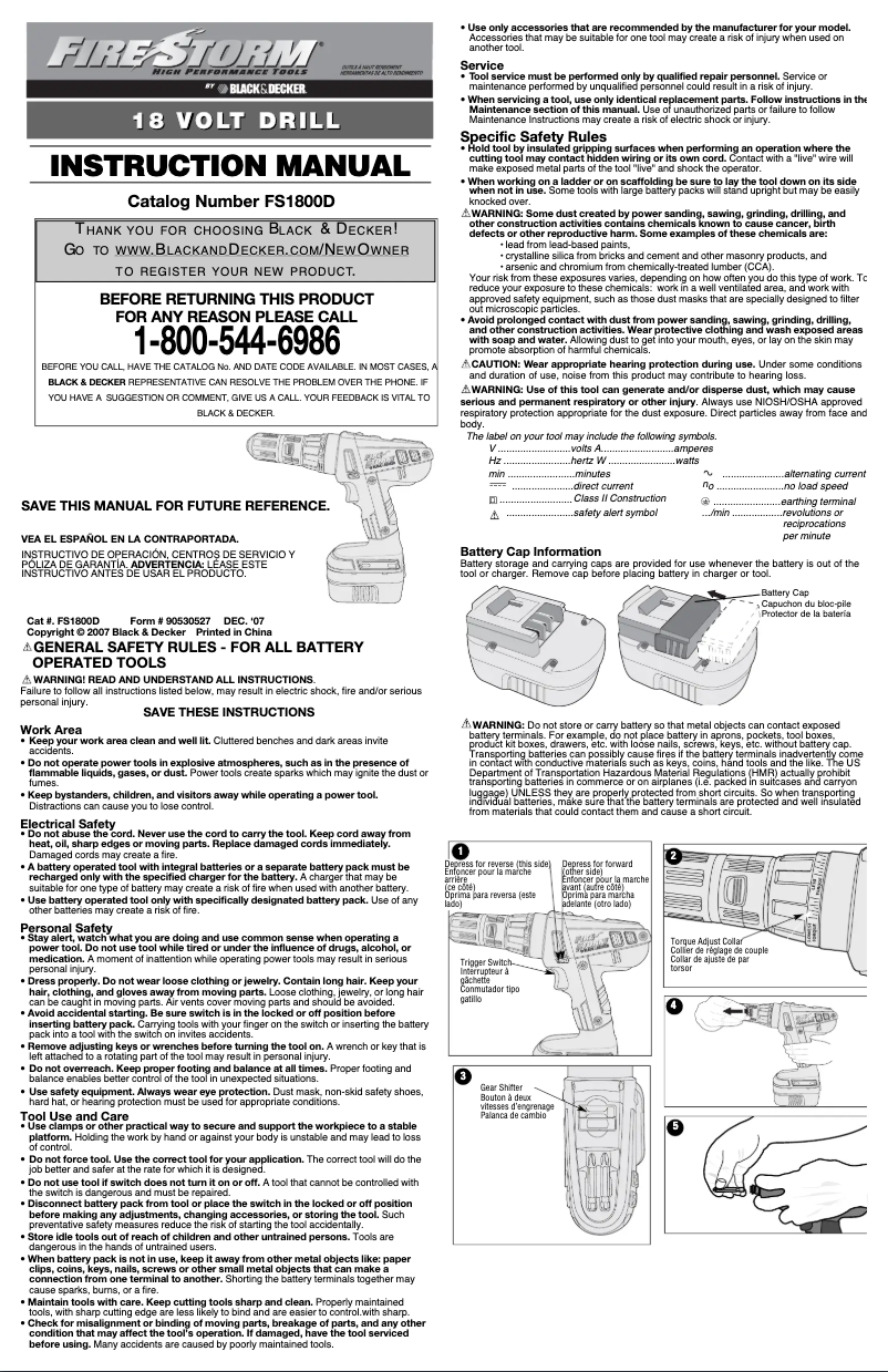 Page 1 de la notice Manuel utilisateur Black & Decker FS1800D