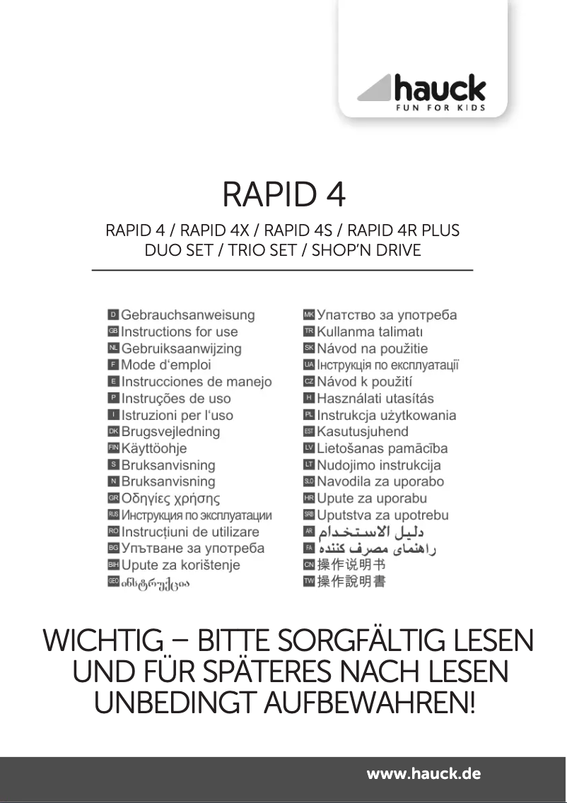 Page n°1 - Manuel utilisateur Hauck Rapid 4R Plus