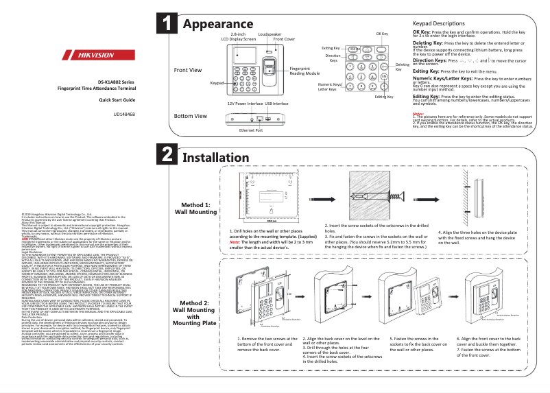 Página 1 del manual Guía de inicio rápido Hikvision DS-K1A802MF