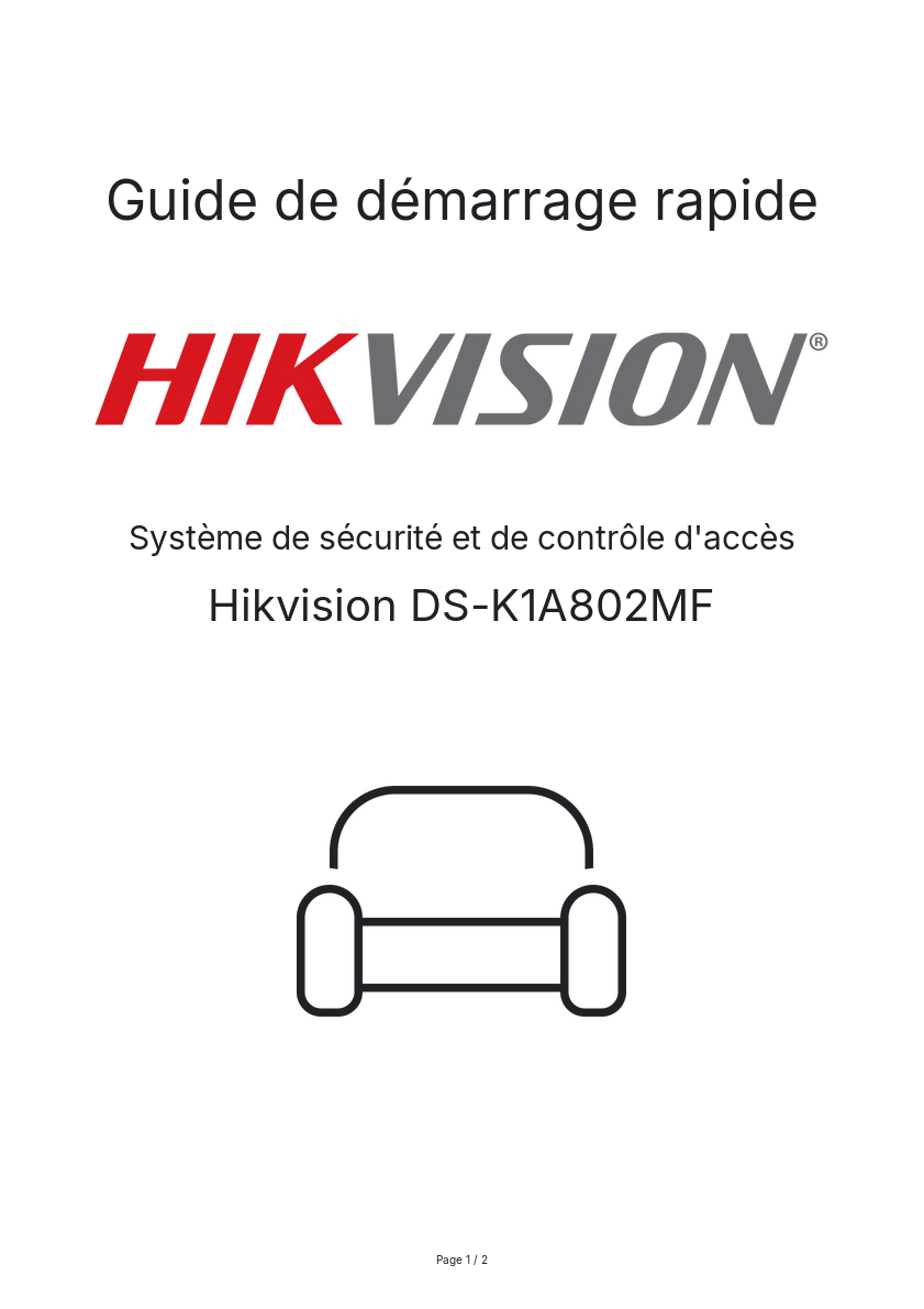 Image de la première page du manuel de l'appareil DS-K1A802MF