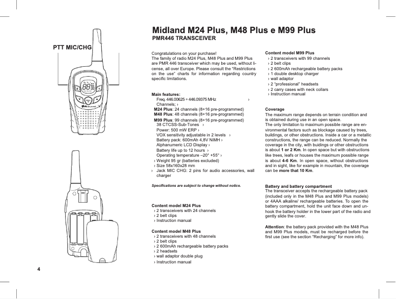 Image de la première page du manuel de l'appareil M24 Plus