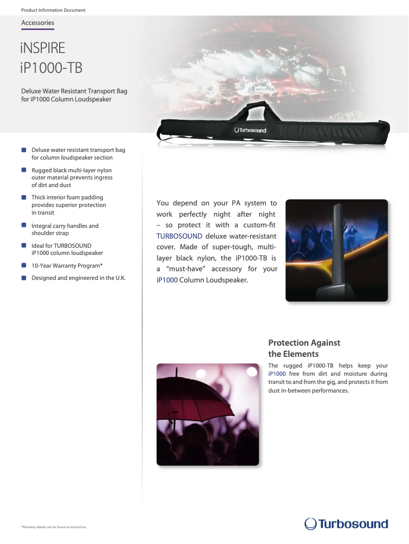 Página 1 del manual Ficha técnica Turbosound iP1000-TB