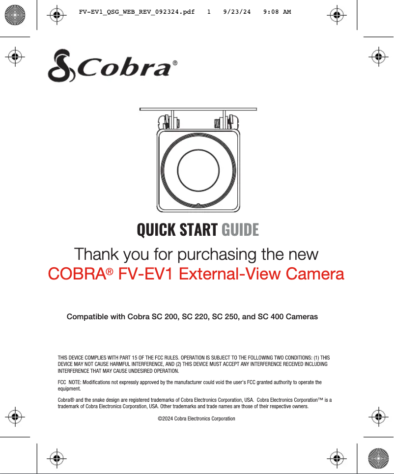 Image de la première page du manuel de l'appareil FV-EV1