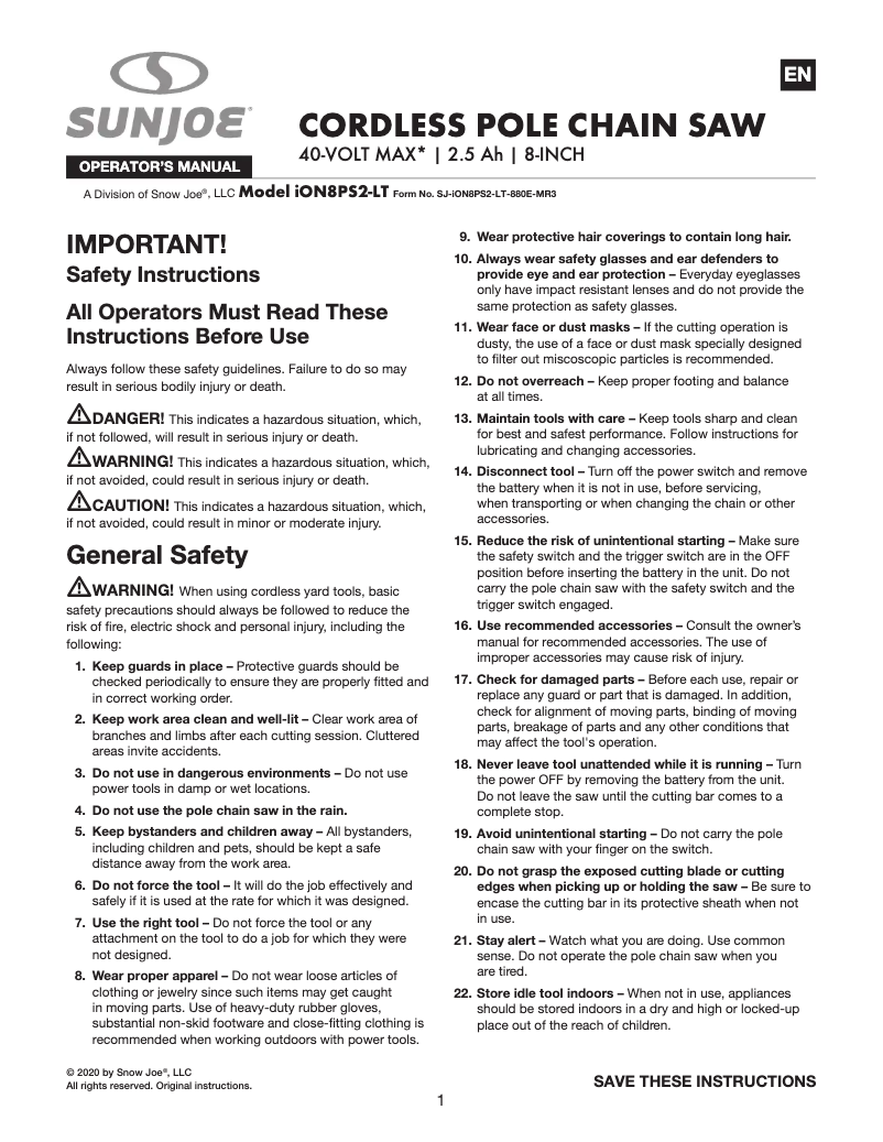 Image de la première page du manuel de l'appareil ION8PS2-LT