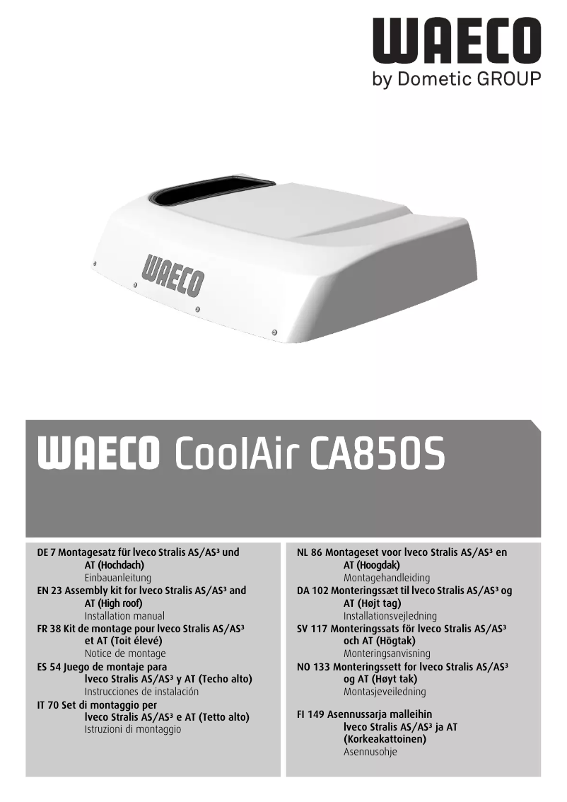 Page 1 de la notice Manuel utilisateur Waeco CoolAir CA850S
