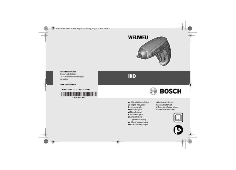 Page 1 de la notice Manuel utilisateur Bosch IXO IV