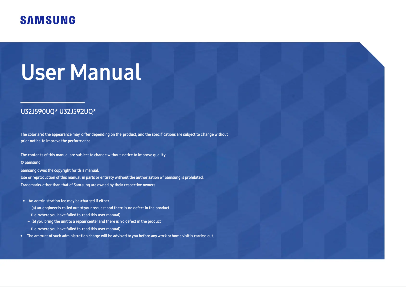 Page 1 de la notice Manuel utilisateur Samsung U32J592UQC