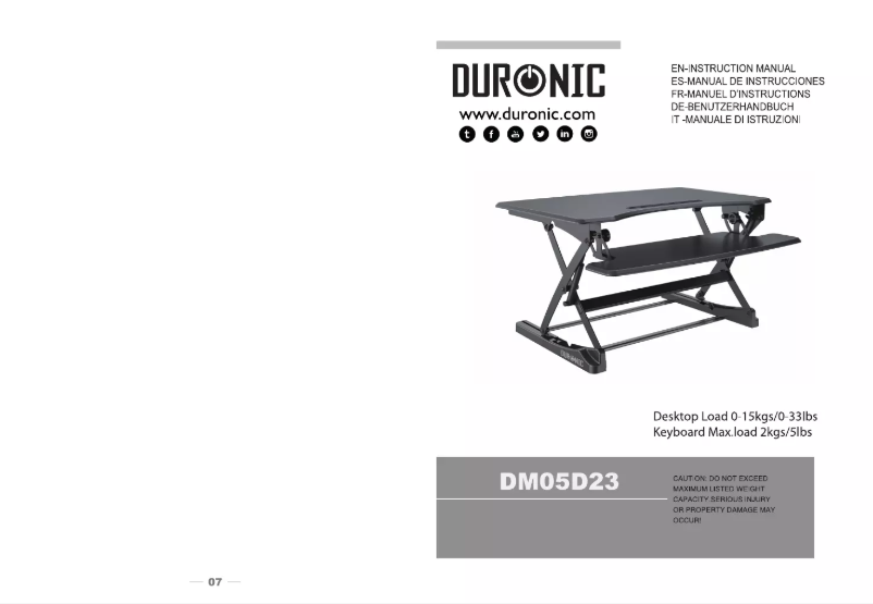 Page 1 de la notice Manuel utilisateur Duronic DM05D23