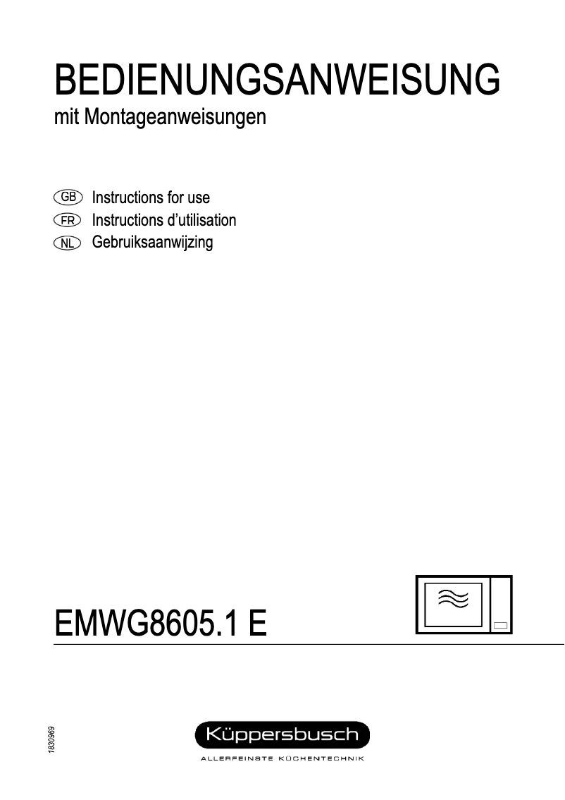 Page n°1 - Manuel utilisateur Küppersbusch EMWG8605